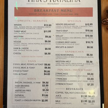 Tina's Katalina - Menu as of 03/14/23 - American Near Me - South Range, Michigan Tina's Katalina - Menu as of 03/14/23 - American Near Me - South Range, Michigan