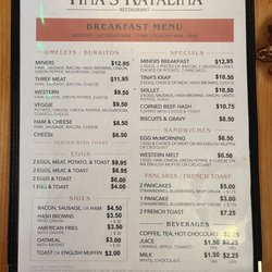 Tina's Katalina - Menu as of 03/14/23