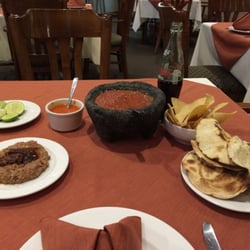 Starters when you sit down! Atropellado, tostadas and salsas hot and really Caliente!