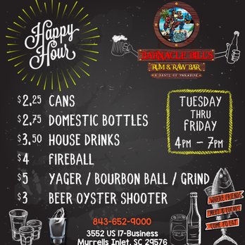 Barnacle Bills Rum & Raw Bar - Happy Hour - Seafood Near Me - Murrells Inlet, South Carolina Barnacle Bills Rum & Raw Bar - Happy Hour - Seafood Near Me - Murrells Inlet, South Carolina