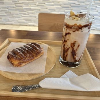 K Cafe Dabang - Chocolate Banana Iced Latte and Yogurt & Cherry pastry! - Coffee & Tea Near Me - Lynnwood, Washington