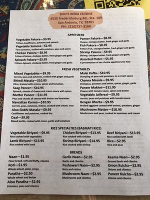 Menu photo 3 Simi's India Cuisine San Antonio, TX