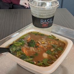 Noodle soup bowl about the size of a drink