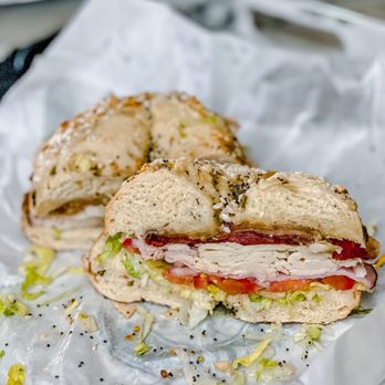 New York Bagel Cafe - 5th Ave bagel on the everything jalapeño bagel - Breakfast & Brunch Near Me - Tulsa, Oklahoma