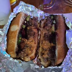 Peanut butter and jelly burger