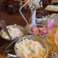 The Heritage House - Part of the great relish tray. I heard it changes but we got Cole slaw, seafood salad, and pickled beets.