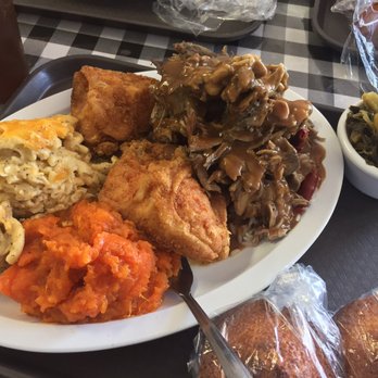 Granny's Kitchen Southern Style Soul Food - Fried chicken, neck bones, mac & cheese, yams, greens and cornbread! Such a good meal. - Soul Food Near Me - Los Angeles, California