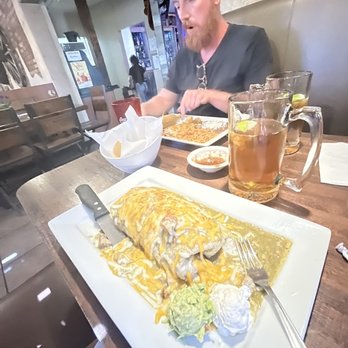 Agave Grill & Tequila - Chile verde agave burrito with a draft Modelo - Mexican Near Me - Bakersfield, California