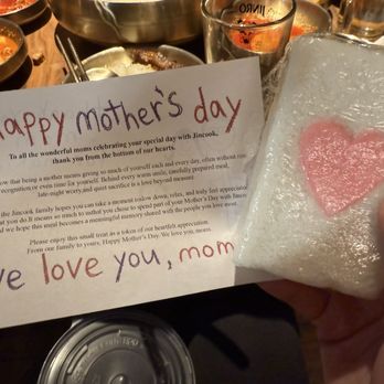 Jincook - Lovedddd that they did this for all the mothers! A cute note & ricecake - Korean Near Me - Yorba Linda, California