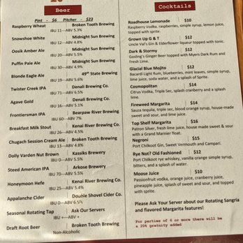 Resurrection Roadhouse - 8/5/2021 menu - American Near Me - Seward, Alaska
