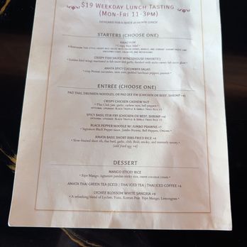 Amata Modern Thai - Lunch special menu - Thai Near Me - Las Vegas, Nevada