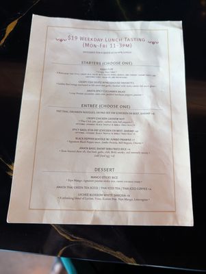 Menu photo 4 Amata Modern Thai Las Vegas, NV