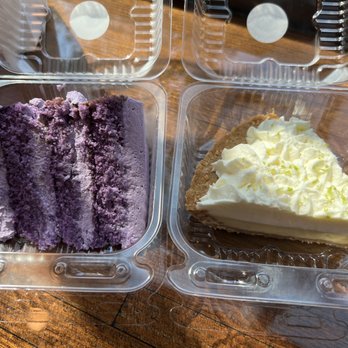 Bakeshop - Taro cake slice ($7) and key lime pie slice ($6.50) - Desserts Near Me - Arlington, Virginia Bakeshop - Taro cake slice ($7) and key lime pie slice ($6.50) - Desserts Near Me - Arlington, Virginia