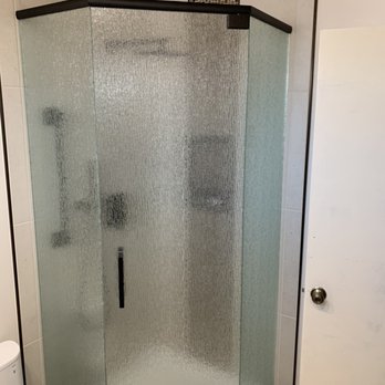 J's Custom Glass - 3/8" rain glass neo angle with header oil rubbed bronze hardware - Windows Installation Near Me J's Custom Glass - 3/8" rain glass neo angle with header oil rubbed bronze hardware - Windows Installation Near Me