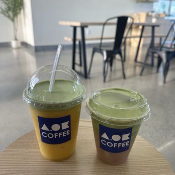 A.OK COFFEE - Mango Tango w/ Matcha Cream + Coconut Matcha - Desserts Near Me - La Habra, California