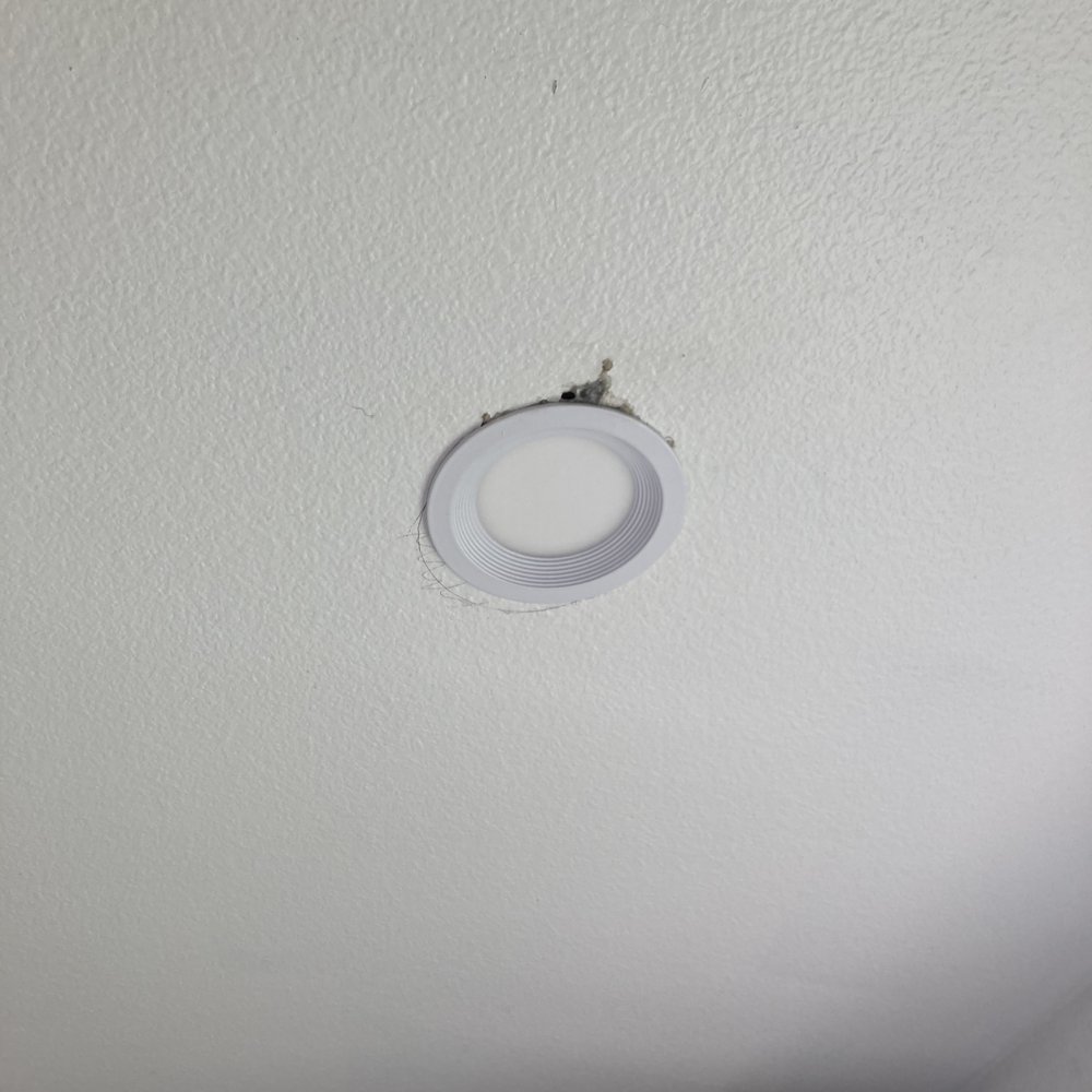 Ocho 5 Builders - Calip's idea of a good job. The hole was too big and damaged surrounding sheetrock. - Electricians Near Me Ocho 5 Builders - Calip's idea of a good job. The hole was too big and damaged surrounding sheetrock. - Electricians Near Me