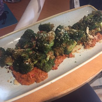 Banff Ave Brewing Co - Grilled and Crispy Broccoli with Roasted Red Pepper - Breweries Near Me - Banff, Alberta