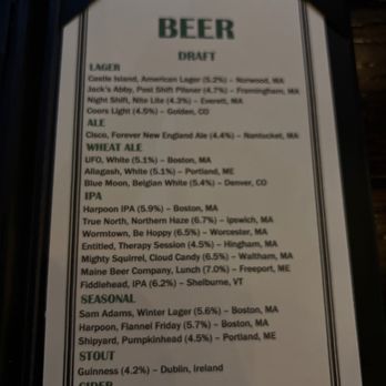 Broadside Tavern - the menu for beer - Beer Bar Near Me - Boston, Massachusetts