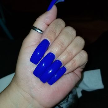 Color Nails - Long Blue Curved Nails - Nail Salons Near Me - Duarte, California