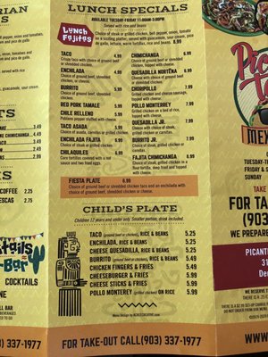 Menu photo 4 Picante Taco Mexican Grill Denison, TX Menu photo 4 Picante Taco Mexican Grill Denison, TX