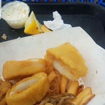 Johnny's Reef Restaurant - ordered calamari. they gave me super large fried wrist bands. this squid died for nothing. rip squidward smh.. - Seafood Near Me - Bronx, New York Johnny's Reef Restaurant - ordered calamari. they gave me super large fried wrist bands. this squid died for nothing. rip squidward smh.. - Seafood Near Me - Bronx, New York