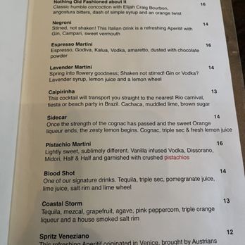 Piattino - Cocktail menu at Piattino in Portland. - Italian Near Me - Portland, Oregon