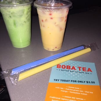 CO - Honeydew melon tea with lychee jelly and Mango tea with bursting strawberry boba. - Vietnamese Near Me - Charlotte, North Carolina