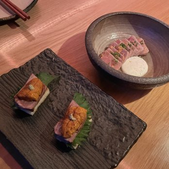 OTOTO - Surf and turf toast (bottom left) and otoro tataki - Bars Near Me - Los Angeles, California OTOTO - Surf and turf toast (bottom left) and otoro tataki - Bars Near Me - Los Angeles, California