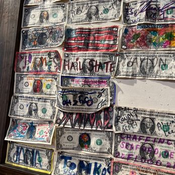 Jefferson’s - Trenton - a wall of money notes - Salad Near Me - Trenton, Georgia Jefferson’s - Trenton - a wall of money notes - Salad Near Me - Trenton, Georgia