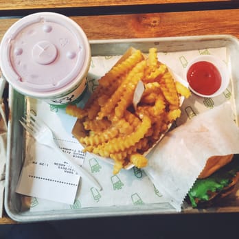 Shake Shack Tysons Corner - Shackburger, cheese fries and cranberry ginger lemonade at Shake Shack in Tysons, VA. - Burgers Near Me - McLean, Virginia