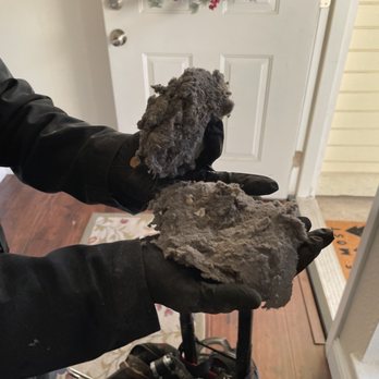 ACD Team Solutions - The beginning of the vent cleaning . Just getting started it was thick compacted lint - Air Duct Cleaning Near Me