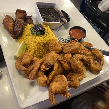 Latin Dream - Fried Flounder and shrimp plate w/ yellow rice, sweet plantains and black beans - Latin American Near Me - Hinesville, Georgia Latin Dream - Fried Flounder and shrimp plate w/ yellow rice, sweet plantains and black beans - Latin American Near Me - Hinesville, Georgia