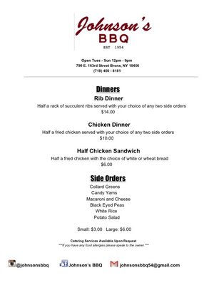 Menu photo 2 Johnson's BBQ Bronx, NY