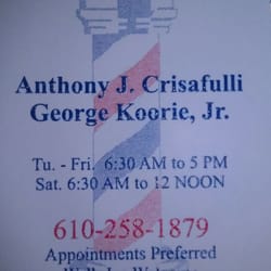 Crisafulli Barber Shop - Business card with hours