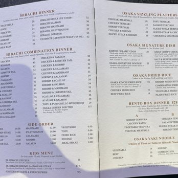 Osaka - Menu - Japanese Near Me - Elkhorn, Nebraska