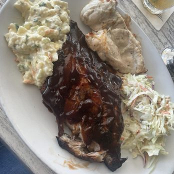 JB's on the Beach - dry ribs and no seasoning chicken with side of coleslaw and potato salad - Seafood Near Me - Deerfield Beach, Florida