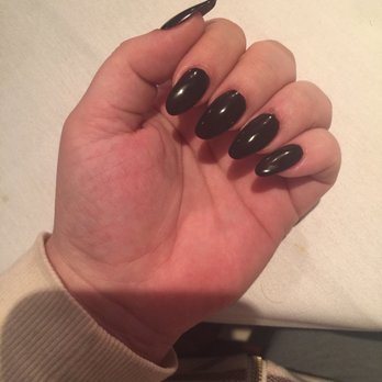Naomi Nails - Marilyn Merlot gel polish, natural silk wrap almond shape - Nail Salons Near Me - Staten Island, New York
