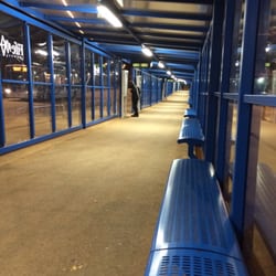 Harvester Halbeath Park - Sitting area outside with busses info on each gate