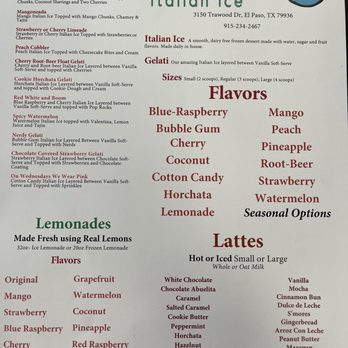 Olly's Italian Ice - Menu side 1 - Desserts Near Me - El Paso, Texas Olly's Italian Ice - Menu side 1 - Desserts Near Me - El Paso, Texas