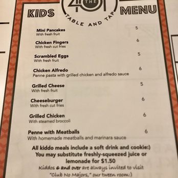 The '401 - Kids menu since they don't have it posted on their website - American Near Me - Bellaire, Texas The '401 - Kids menu since they don't have it posted on their website - American Near Me - Bellaire, Texas
