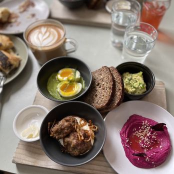 Kantine - Beetroot hummus, Swedish meatballs, rye bread, soft boiled egg, herring - Scandinavian Near Me - San Francisco, California Kantine - Beetroot hummus, Swedish meatballs, rye bread, soft boiled egg, herring - Scandinavian Near Me - San Francisco, California