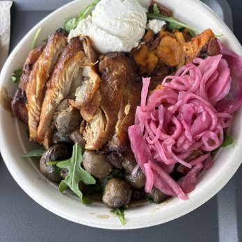 Just Salad - Hot honey chicken add pickled onion - Salad Near Me - Palm Beach Gardens, Florida Just Salad - Hot honey chicken add pickled onion - Salad Near Me - Palm Beach Gardens, Florida