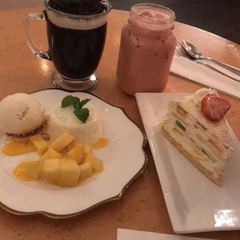 Prince Tea House - Milk foam lavender tea, rose milk tea (yum!), coconut custard (delicious), fruit crepe - Desserts Near Me - Brooklyn, New York
