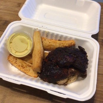 Just Chik’n - Peruvian rotisserie chicken, yucca fries and aji amarillo sauce. - Chicken Shop Near Me - Rochester, New York