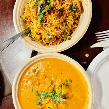 Saffron Indian Bistro - Saffron Briyani with chicken. Coconut Curry with vegetables. - Indian Near Me - Glendale, Arizona Saffron Indian Bistro - Saffron Briyani with chicken. Coconut Curry with vegetables. - Indian Near Me - Glendale, Arizona