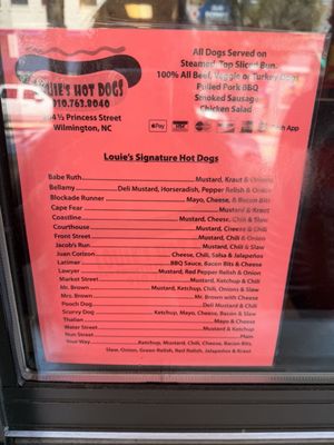 Menu photo 2 Louie's Hot Dogs Wilmington, NC Menu photo 2 Louie's Hot Dogs Wilmington, NC