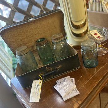 Krypto's Comix - Ball jars sitting inside a 1930's suitcase! - Comic Books Near Me - Aurora, Indiana