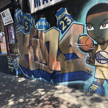 Warriors Murals - Mural has creator's name prominent - Public Art Near Me - Oakland, California Warriors Murals - Mural has creator's name prominent - Public Art Near Me - Oakland, California