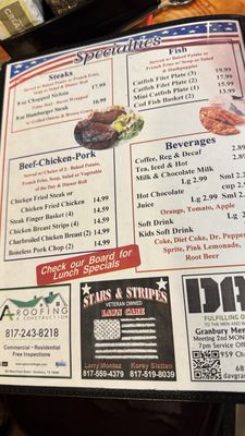 Menu photo 4 Pam's Too Granbury, TX
