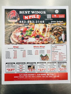 Menu photo 2 Best Wings N Pies Glen Burnie, MD Menu photo 2 Best Wings N Pies Glen Burnie, MD